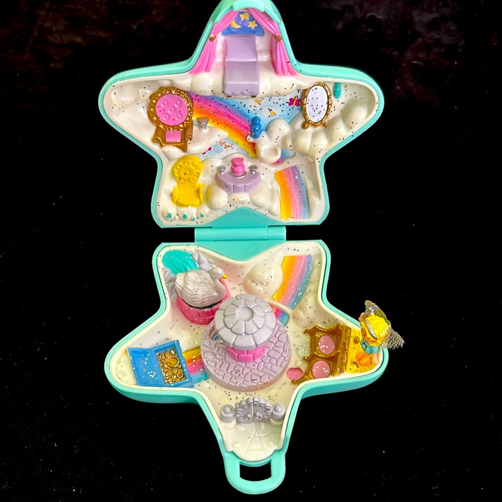 Vtg 1992 Polly Pocket Bluebird Fairy Wishing World Complete with Doll & Swan